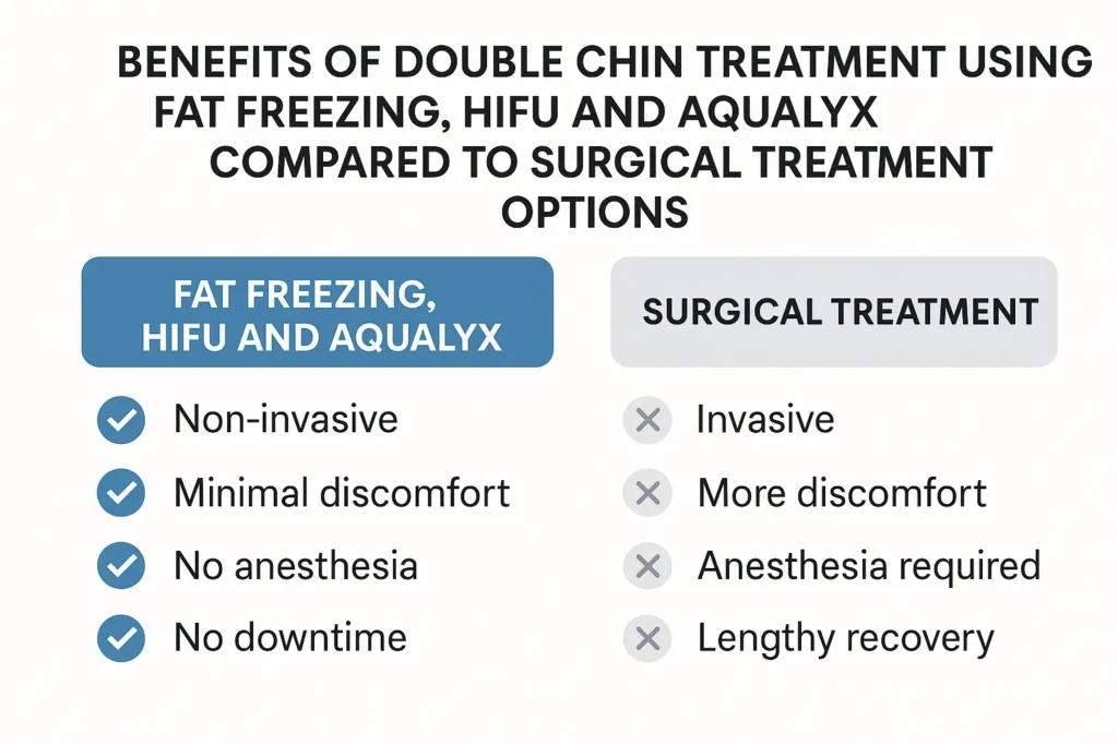 Graphic about the benefits of double chin treatment Hertford - from LA LIPO