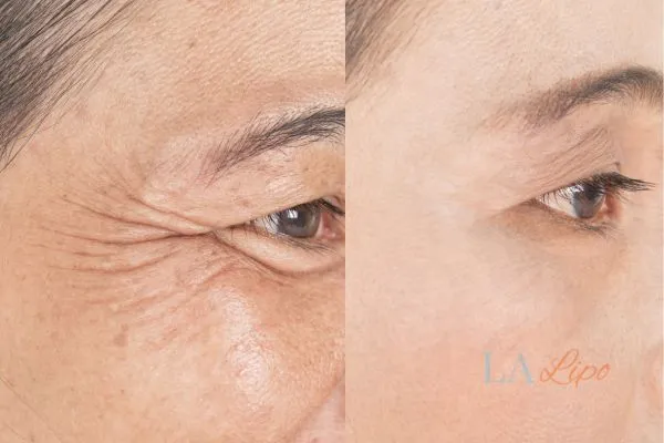 Before and after results of woman - HI-fu wrinkles reduction treatment Hertford